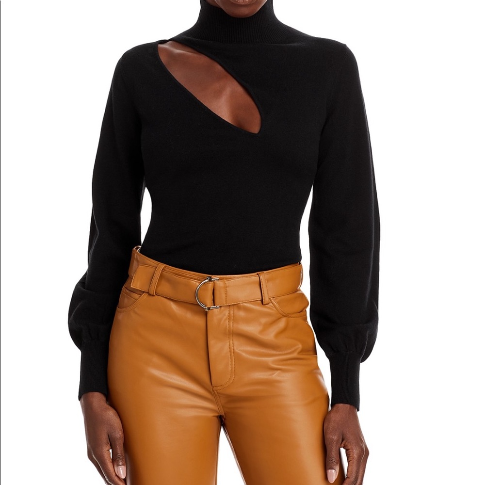 NEW: NICHOLAS Aliyah Mock Neck Cut Out Top - Black